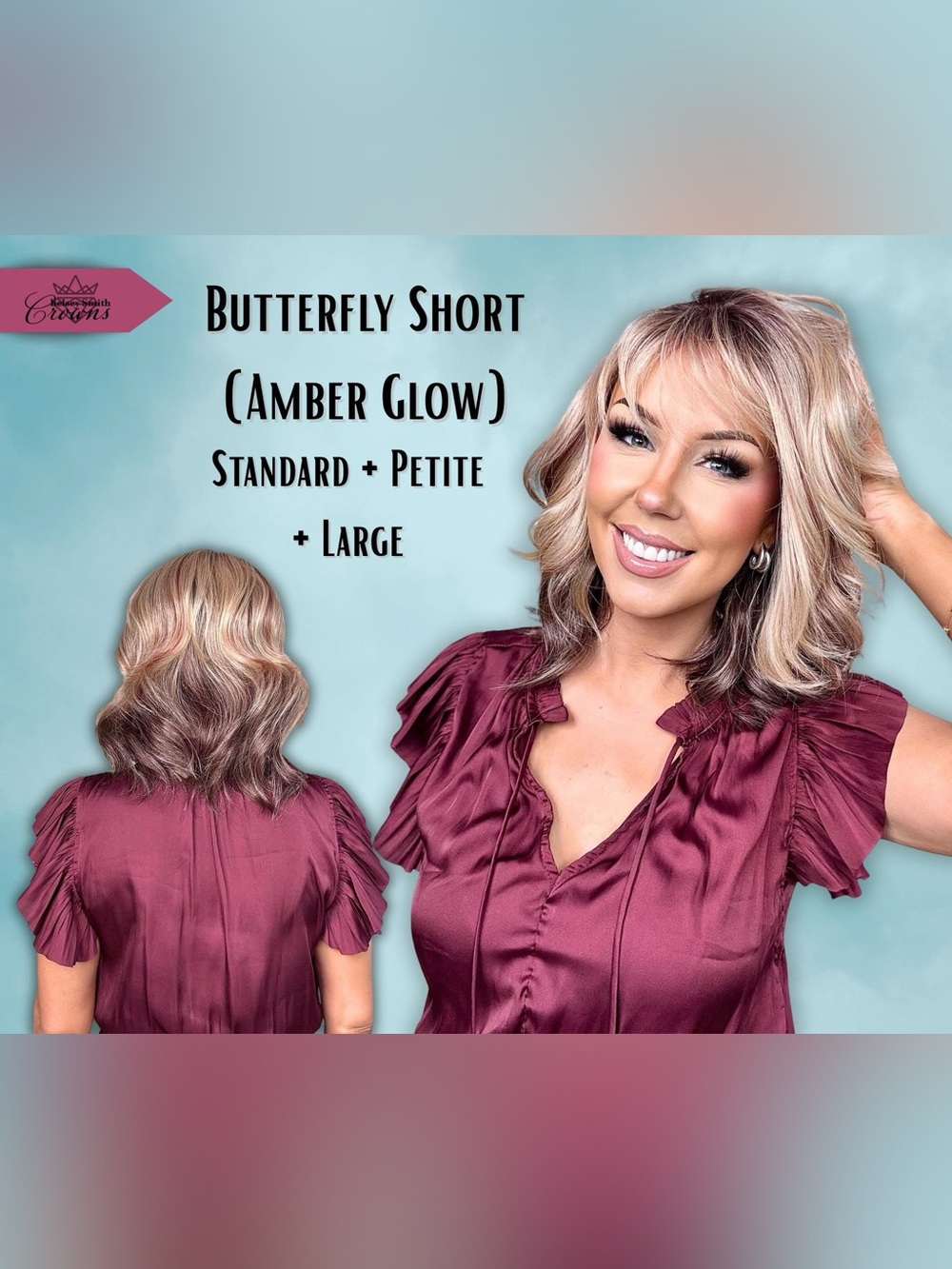Butterfly Short Wig in Amber Glow by Evonne's Crowns